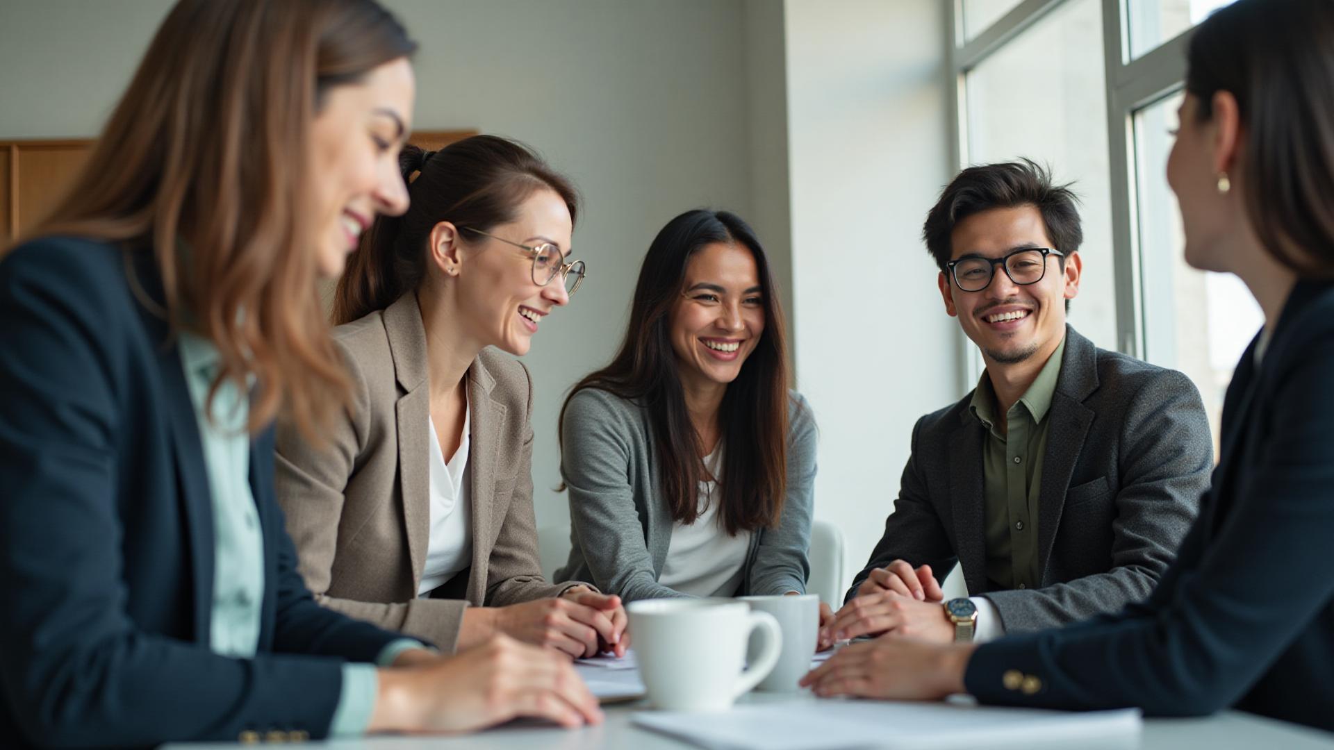 HR colleagues around table discussing Pay Equity
